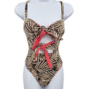 Crescent Drive Palm Cut Out Palm Leaves Swimsuit XS